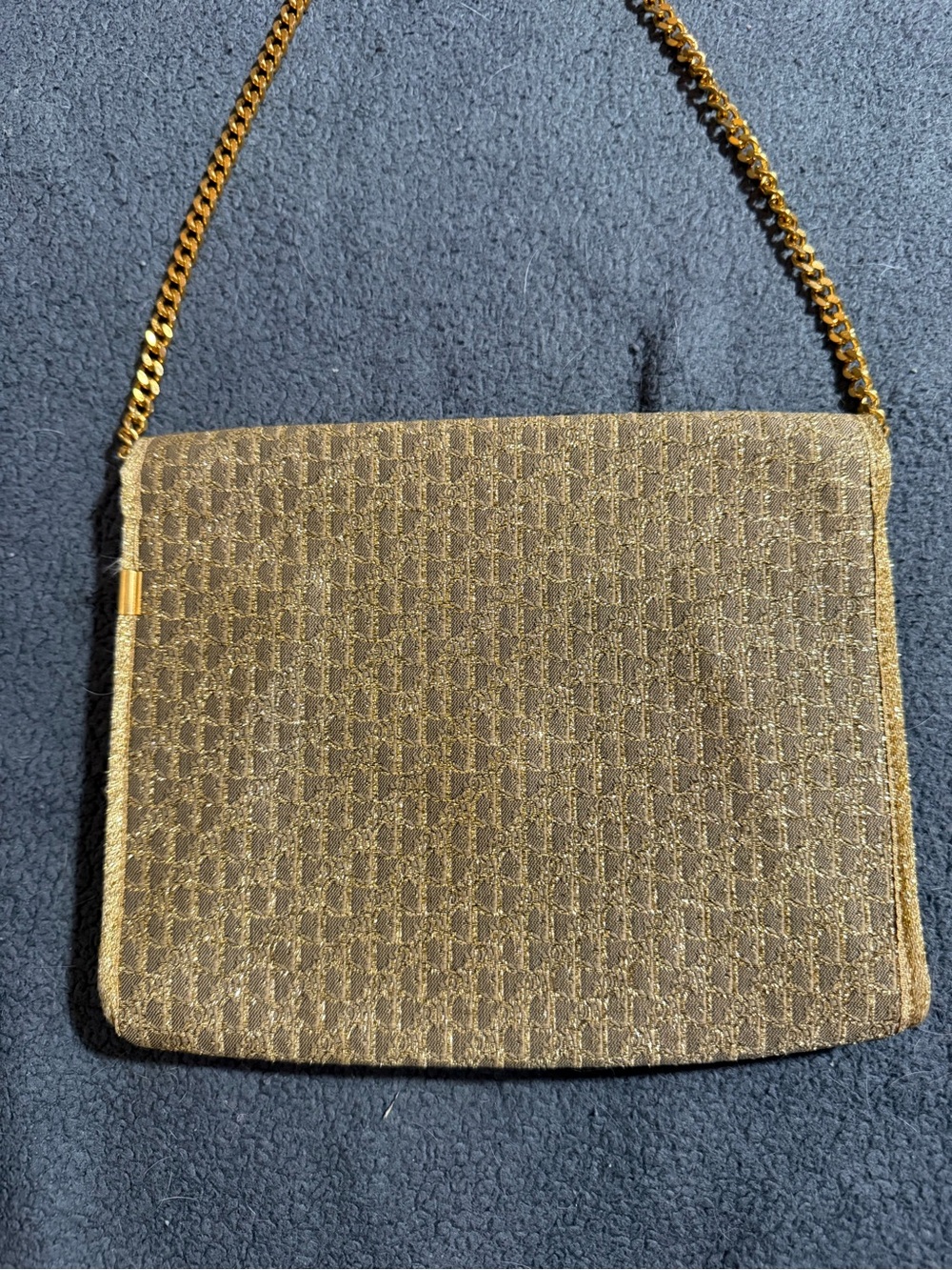 Dior Gold Lurex Metallic Trotter Monogram Chain Shoulder Bag - Picture 4 of 8